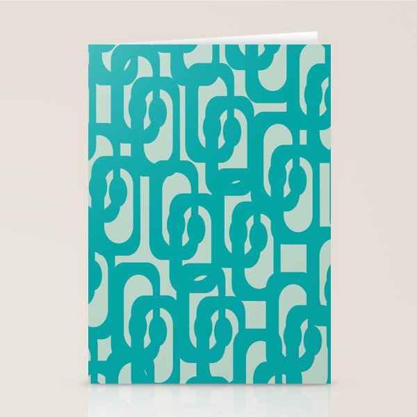 Mid Century Modern Loop Pattern in Turquoise Teal Blue Aqua Tones Stationery Card Gallery Image 2