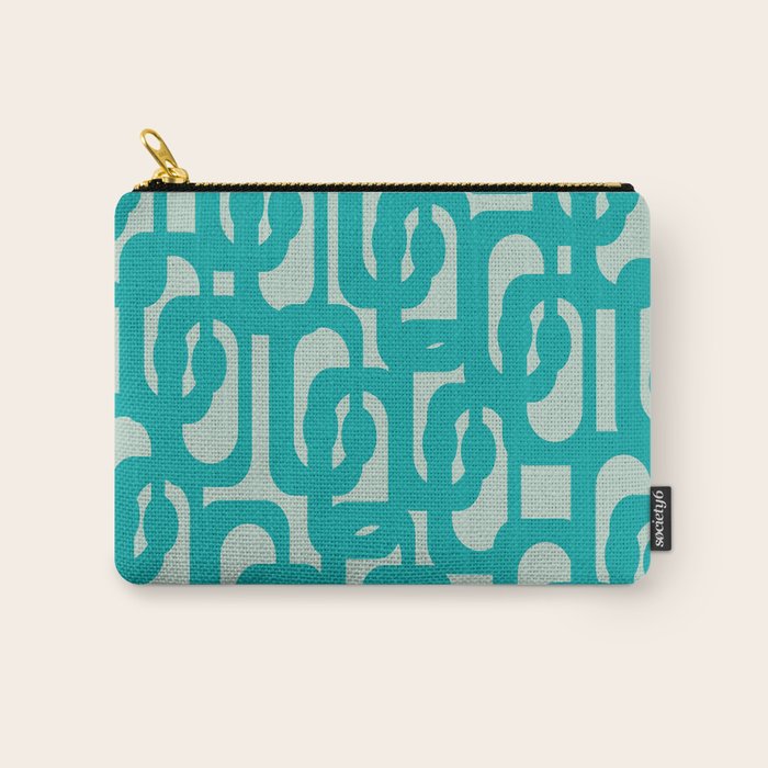Mid Century Modern Loop Pattern in Turquoise Teal Blue Aqua Tones Carry All Pouch Gallery Image 1