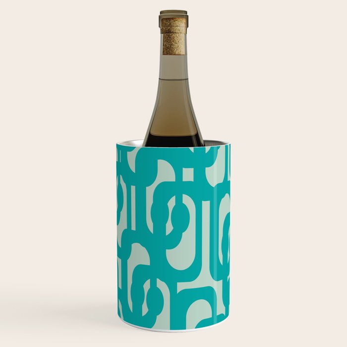 Mid Century Modern Loop Pattern in Turquoise Teal Blue Aqua Tones Wine Chiller Gallery Image 2