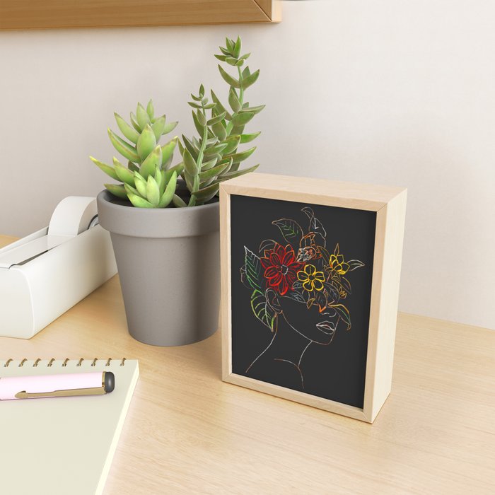 woman with flowers 8 Line Art Mini Art Print Gallery Image 2