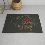 woman with flowers 8 Line Art Rug Gallery Image 1