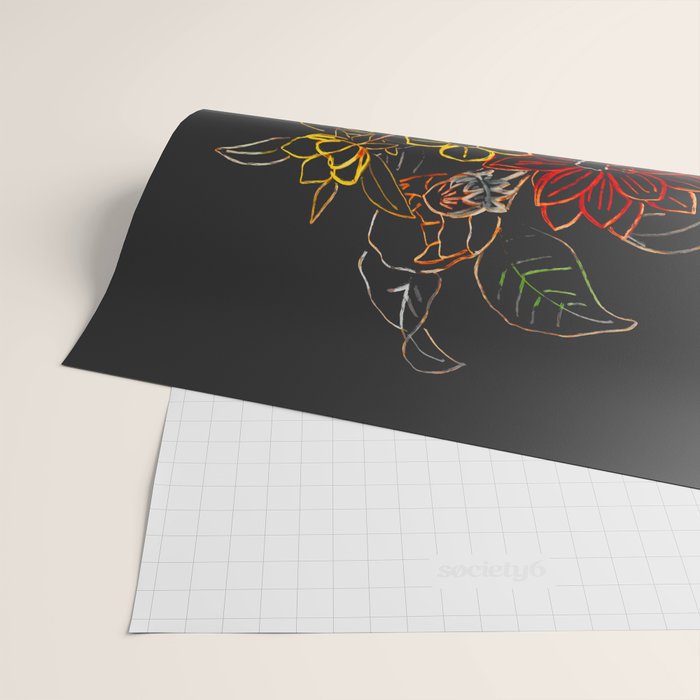 woman with flowers 8 Line Art Wrapping Paper Gallery Image 2