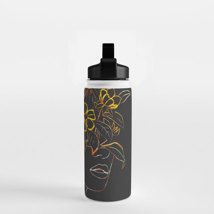 woman with flowers 8 Line Art Water Bottle Gallery Image 2