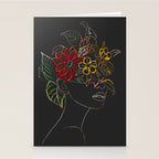 woman with flowers 8 Line Art Stationery Card Gallery Image 2