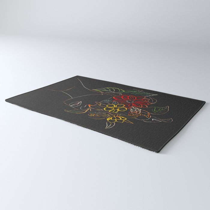 woman with flowers 8 Line Art Rug Gallery Image 3