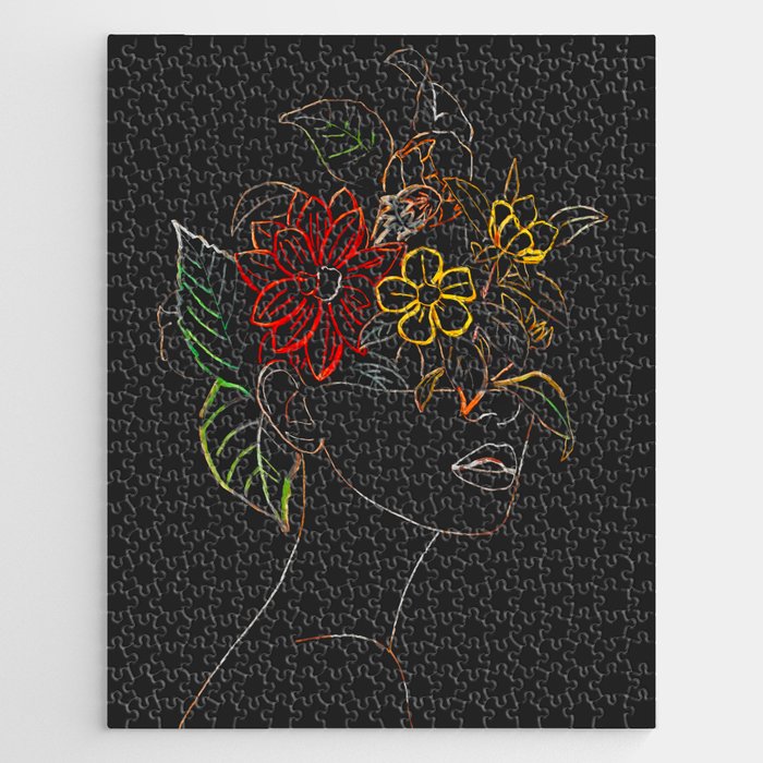 woman with flowers 8 Line Art Jigsaw Puzzle Gallery Image 1