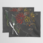 woman with flowers 8 Line Art Placemat Gallery Image 1