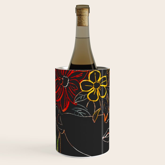 woman with flowers 8 Line Art Wine Chiller Gallery Image 1