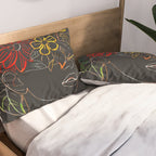 woman with flowers 8 Line Art Pillow Sham Gallery Image 2