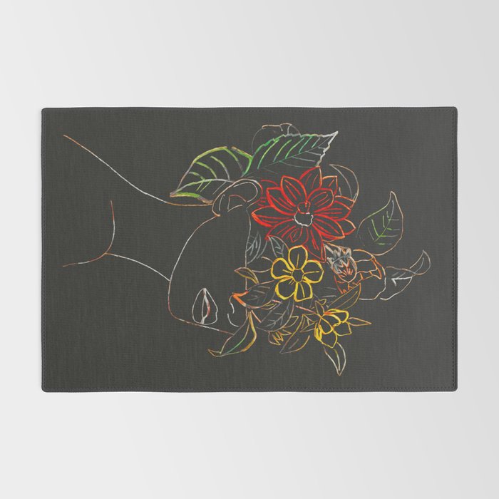 woman with flowers 8 Line Art Rug Gallery Image 2