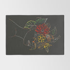 woman with flowers 8 Line Art Rug Gallery Image 2