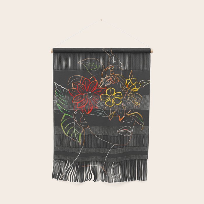 woman with flowers 8 Line Art Wall Hanging Gallery Image 1