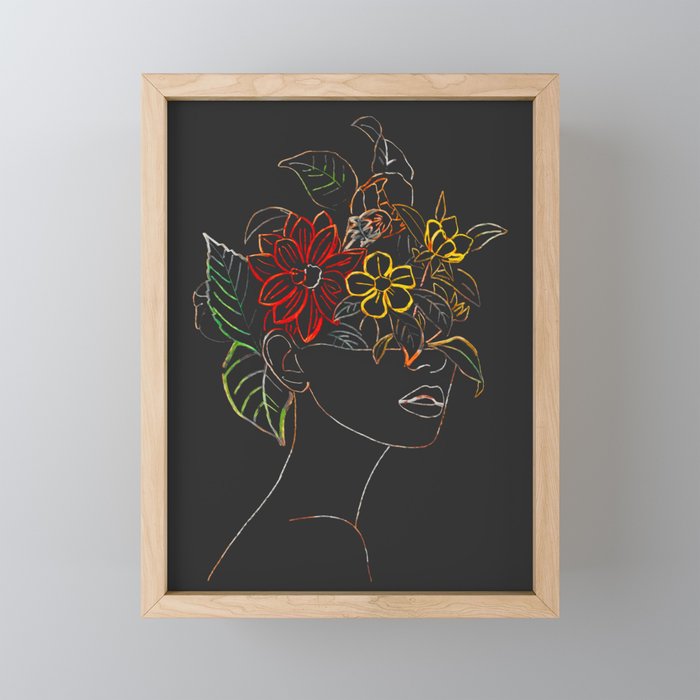 woman with flowers 8 Line Art Mini Art Print Gallery Image 1