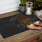 woman with flowers 8 Line Art Outdoor Rug Gallery Image 2