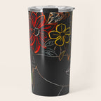 woman with flowers 8 Line Art Travel Mug Gallery Image 1
