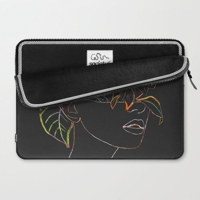 woman with flowers 8 Line Art Laptop Sleeve Gallery Image 2