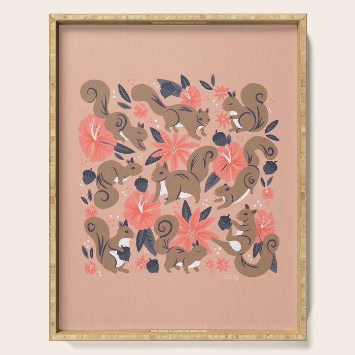 Squirrels & Blooms â Peach & Tan Serving Tray Gallery Image 1