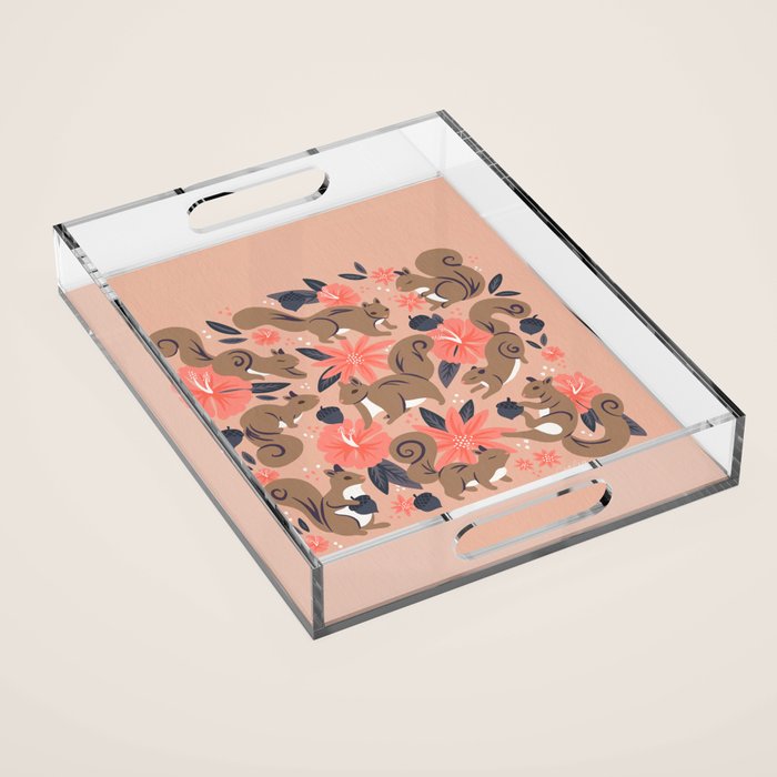 Squirrels & Blooms â Peach & Tan Acrylic Tray Gallery Image 1