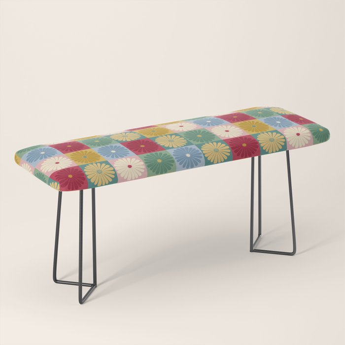Retro Flowers Check Pattern XX Bench Gallery Image 1