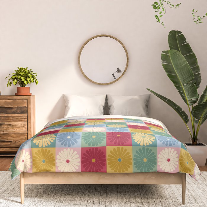Retro Flowers Check Pattern XX Comforter Gallery Image 3