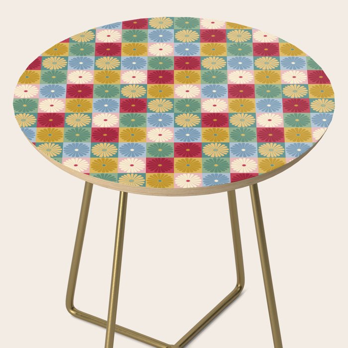 Retro Flowers Check Pattern XX Side Table Gallery Image 2