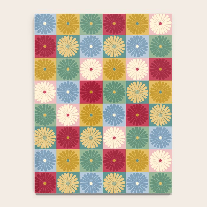 Retro Flowers Check Pattern XX Notebook Gallery Image 4