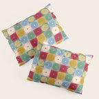 Retro Flowers Check Pattern XX Pillow Sham Gallery Image 3