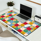Retro Flowers Check Pattern XX Desk Mat Gallery Image 2