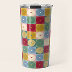 Retro Flowers Check Pattern XX Travel Mug Gallery Image 1