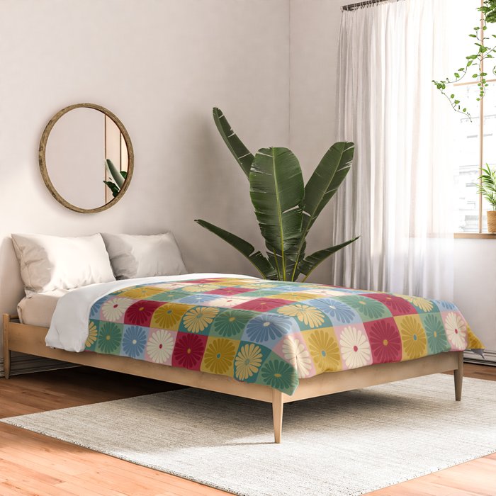 Retro Flowers Check Pattern XX Comforter Gallery Image 2