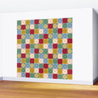 Retro Flowers Check Pattern XX Wall Mural Gallery Image 2