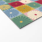 Retro Flowers Check Pattern XX Welcome Mat Gallery Image 2