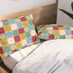 Retro Flowers Check Pattern XX Pillow Sham Gallery Image 2