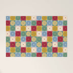 Retro Flowers Check Pattern XX Welcome Mat Gallery Image 1