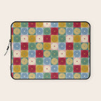 Retro Flowers Check Pattern XX Laptop Sleeve Gallery Image 1