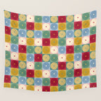 Retro Flowers Check Pattern XX Wall Tapestry Gallery Image 4