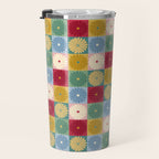 Retro Flowers Check Pattern XX Travel Mug Gallery Image 3