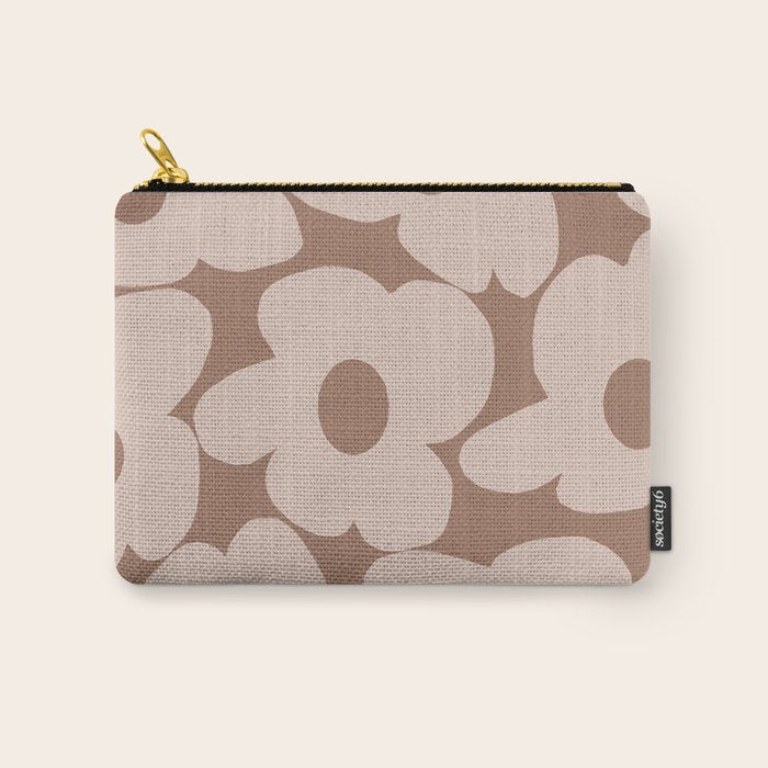 Large Retro Flowers in Mocha Mousse Color version #2 #decor #society6 #buyart Carry All Pouch Gallery Image 1