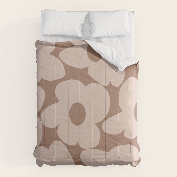 Large Retro Flowers in Mocha Mousse Color version #2 #decor #society6 #buyart Comforter Gallery Image 6