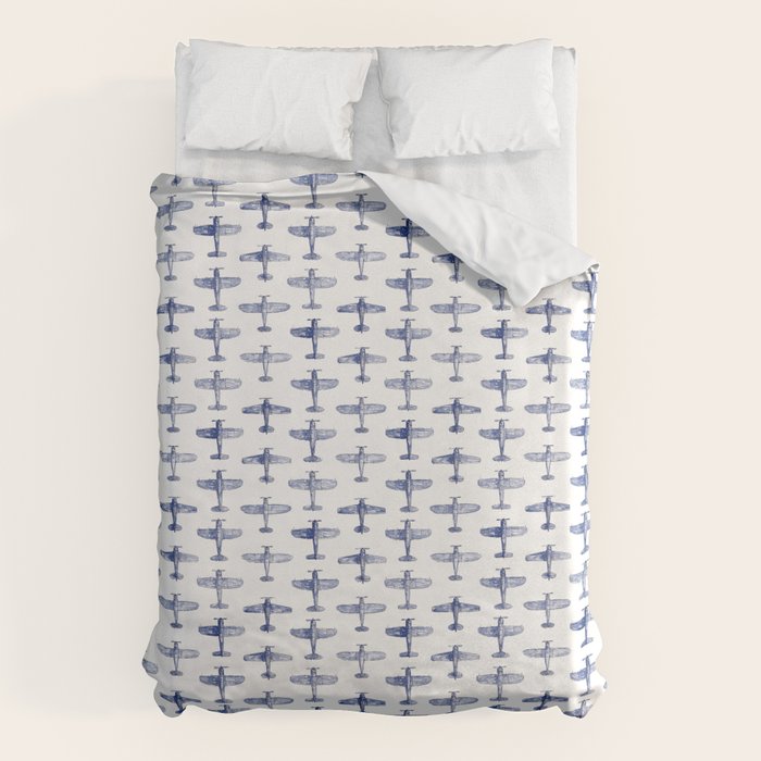 Blue Watercolor Airplanes Duvet Cover Gallery Image 6