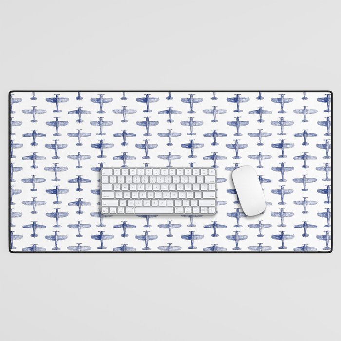 Blue Watercolor Airplanes Desk Mat Gallery Image 1