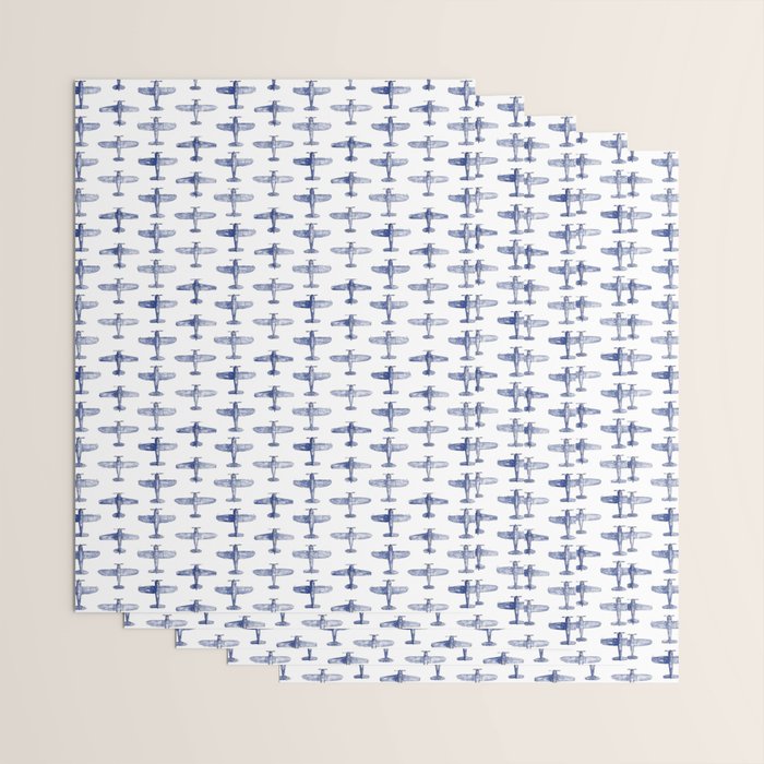 Blue Watercolor Airplanes Wrapping Paper Gallery Image 3