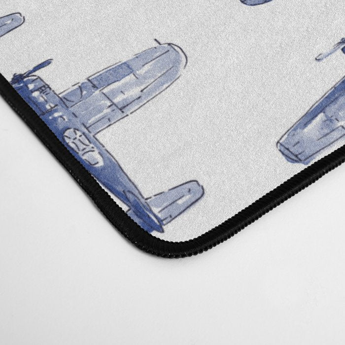 Blue Watercolor Airplanes Desk Mat Gallery Image 4