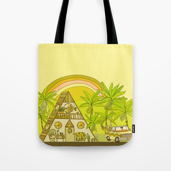 a frame simple living // banana pancakes // retro surf art by surfy birdy Tote Bag Gallery Image 1