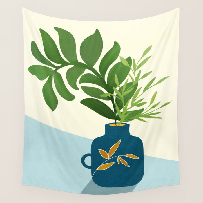 Vintage Window Garden / Botanical Illustration Wall Tapestry Gallery Image 1