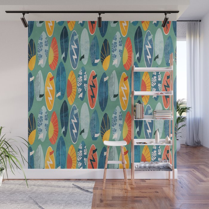 Surfboard green  Wall Mural Gallery Image 1