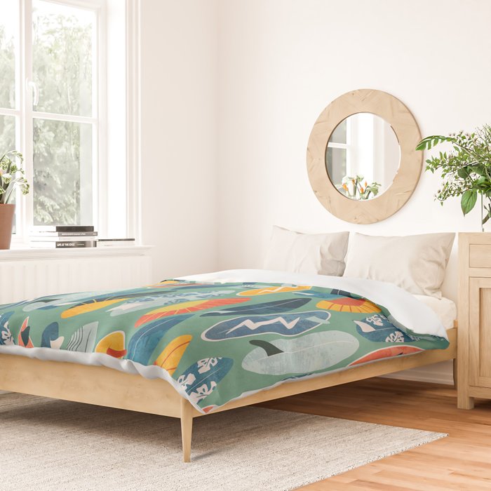 Surfboard green  Duvet Cover Gallery Image 2