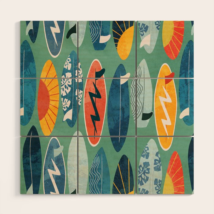 Surfboard green  Wood Wall Art Gallery Image 1