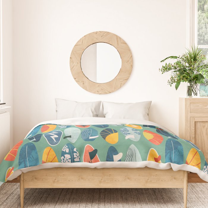 Surfboard green  Duvet Cover Gallery Image 3