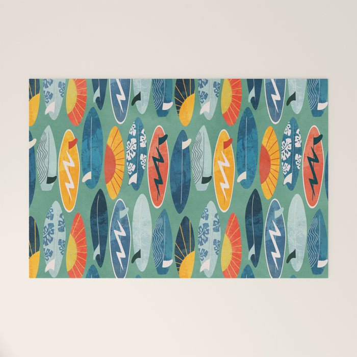 Surfboard green  Welcome Mat Gallery Image 1